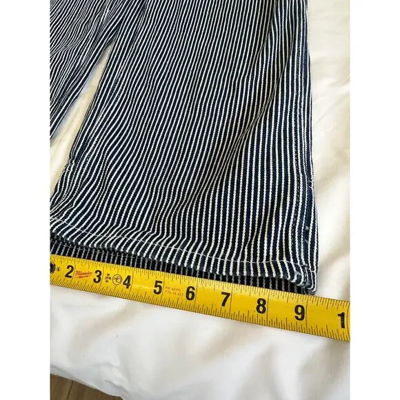 Dickies Stripe Overalls Womens Medium Railroad Bib Carpenter Wide Leg Denim - Picture 7 of 8